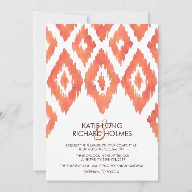 Convite Orange Ikat Wedding (Frente)