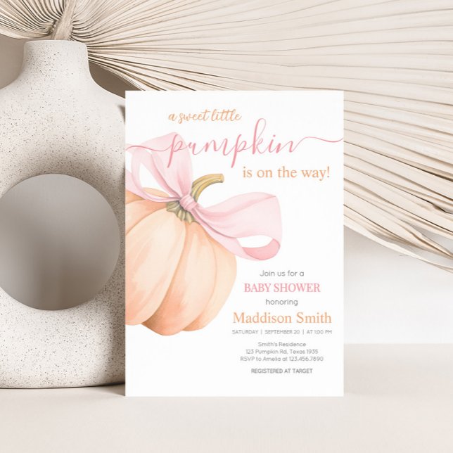 Convite Orange Little Pumpkin Baby Shower (Elegant Pumpkin Baby Shower Invitation)