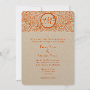 Convite Orange Love Birds Invitation Thin Banda