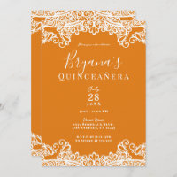 Orange Mango e White Lace Elegante Quinceañera