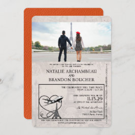 Convite Orange Paris Passport Wedding