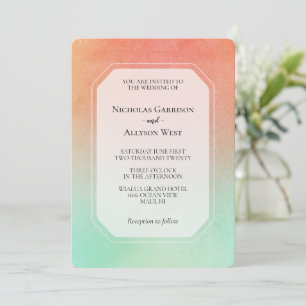 Convite Orange Peach Mint Wedding