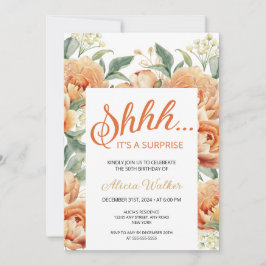 Convite Orange Peony Surpresa Floral Aniversário