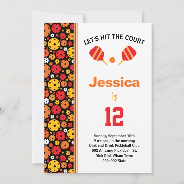 Convite Orange Pickleball B'day + RSVP (Frente)