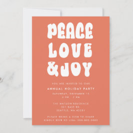 Convite Orange Retro Groovy Peace Love Joy Holiday