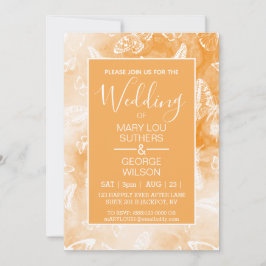 Convite Orange Smokey Marble Butterflies Casamento