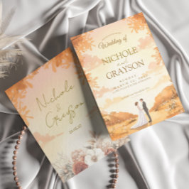 Convite Orange Summer Floral Watercolor Outdoor Wedding