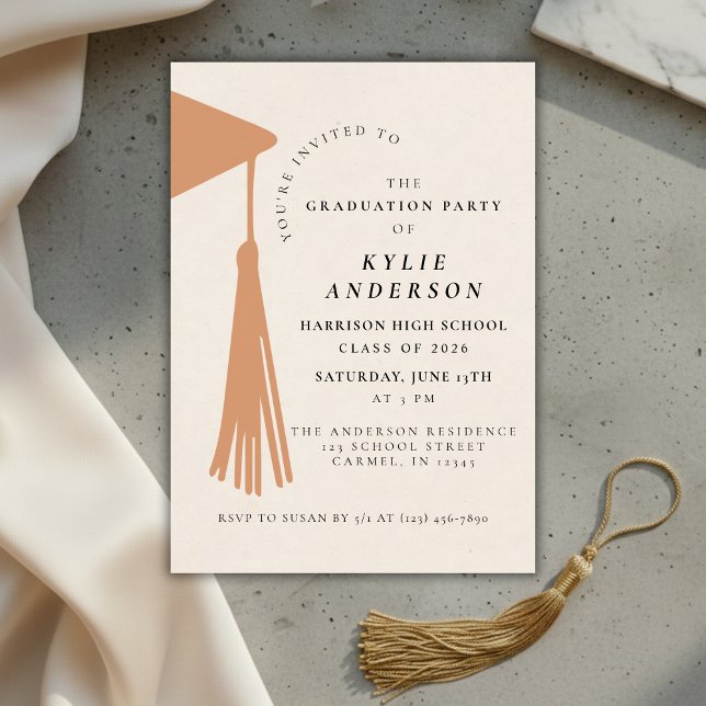 Convite Orange Tassel High School Graduation Party (Orange Tassel High School Graduation Party Invitation)