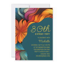 Orange Teal Retro Psicedélico Moderno Aniversário