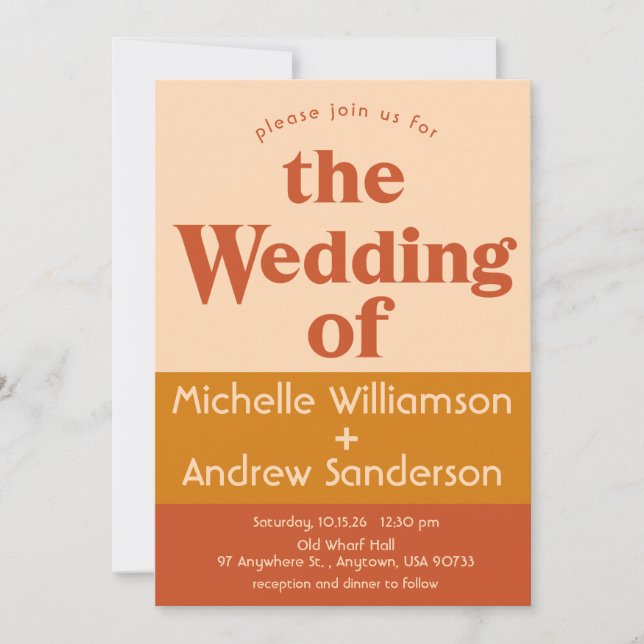 Convite Orange Terracotta Modern Retro 5x7 (Frente)