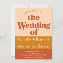 Convite Orange Terracotta Modern Retro 5x7