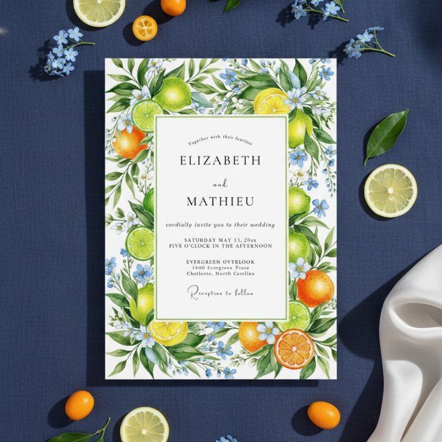 Convite Orange Vibrant Mediterranean Wedding (Criador carregado)