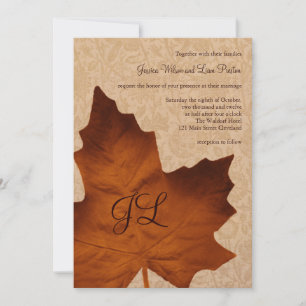Convite Orange Vintage Monogrammed Invitation