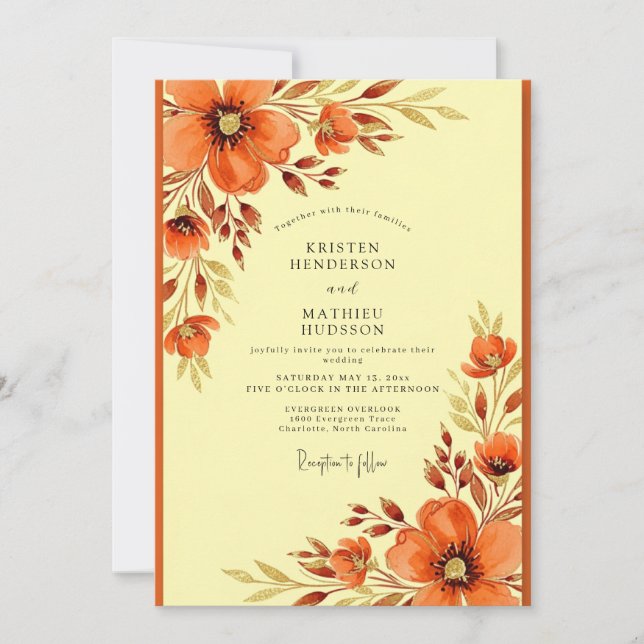 Convite Orange Warm Autumn Wedding (Frente)