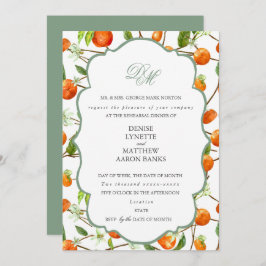 Convite Orange Wedding Basil Green Invitation