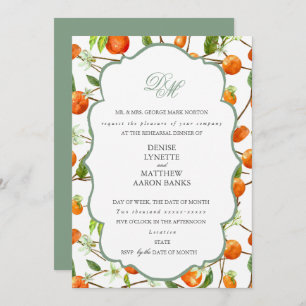 Convite Orange Wedding Basil Green Invitation