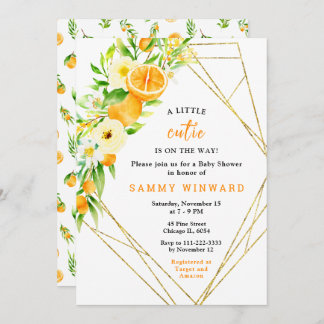 Convite Oranges and Flowers Baby Shower