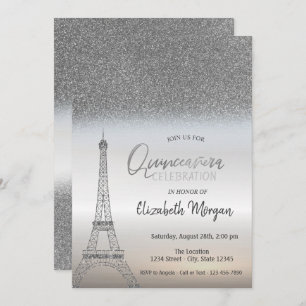 Convite Órbulo De Lata, Quinceanera Torre Eiffel