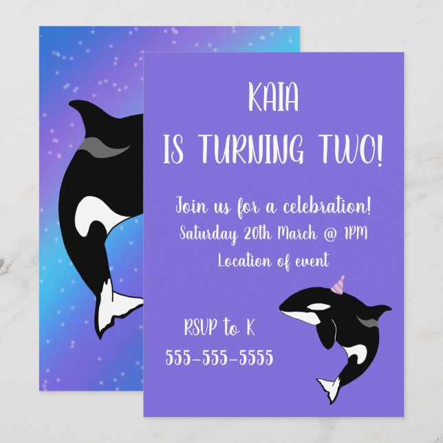 Convite Orca Birthday (Frente/Verso)