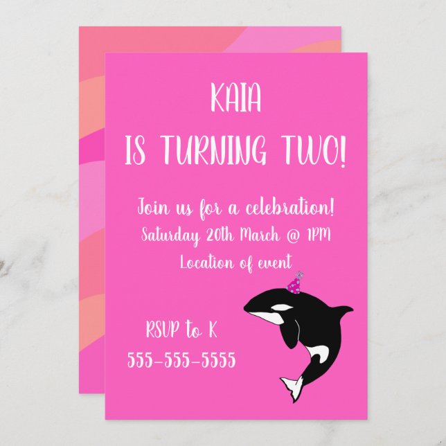 Convite Orca Birthday (Frente/Verso)