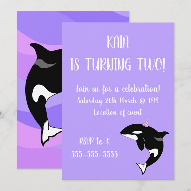 Convite Orca Birthday (Frente/Verso)