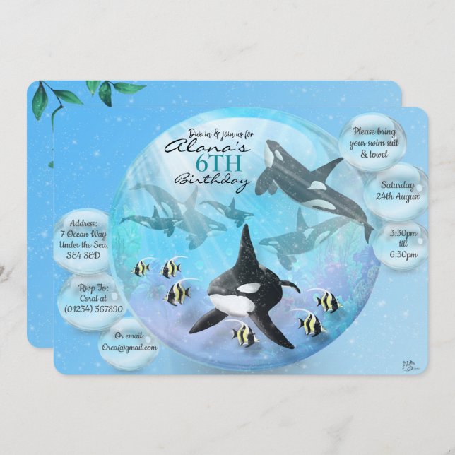 Convite Orca Snow Globe Invances (Frente/Verso)