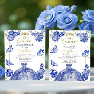 Convite Orçamental para Mis Quince Real Azul Bilín