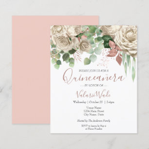 Convite Orçamental para Quinceanera, Cor-de-Rosa E