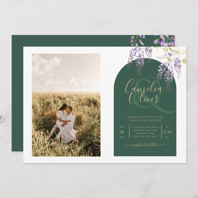 Convite Orçamento All-in1 PHOTO Wedding Wisteria Código QR (Frente/Verso)