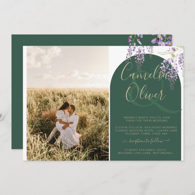 Convite Orçamento All-in1 PHOTO Wedding Wisteria Código QR (Frente/Verso)