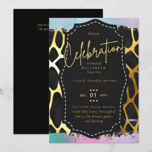 Convite Orçamento Bonito Girly Sweet16 Dourado Impressão