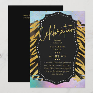 Convite Orçamento Bonito Girly Sweet16 Dourado Impressão