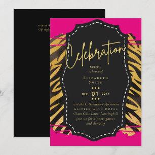 Convite Orçamento Bonito Girly Sweet16 Dourado Impressão