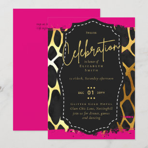 Convite Orçamento Bonito Girly Sweet16 Dourado Impressão