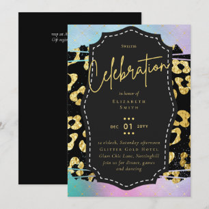 Convite Orçamento Bonito Girly Sweet16 Dourado Impressão
