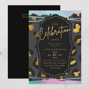 Convite Orçamento Bonito Girly Sweet16 Dourado Impressão