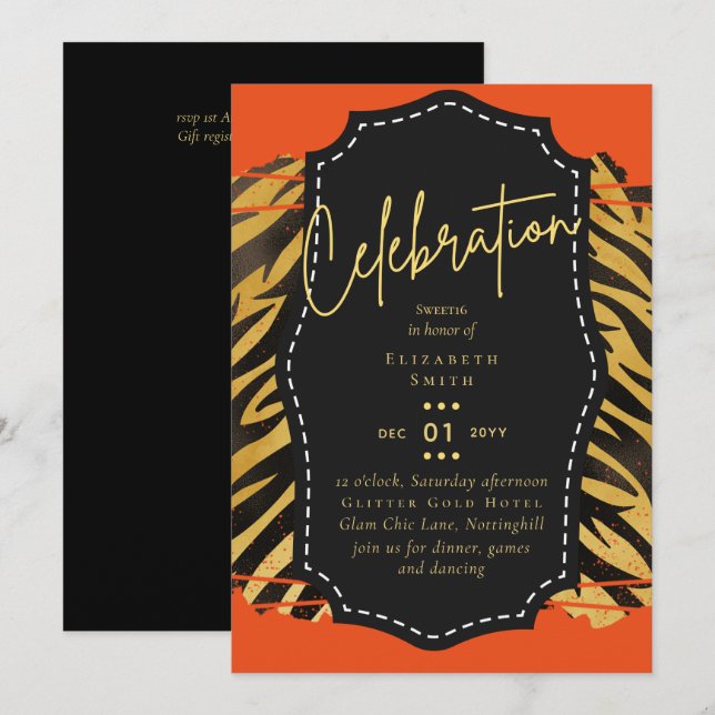 Convite Orçamento Bonito Girly Sweet16 Dourado Impressão A (Frente/Verso)