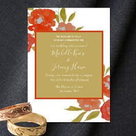Convite Orçamento Casamento Floral Boêmio Vermelho Laranja