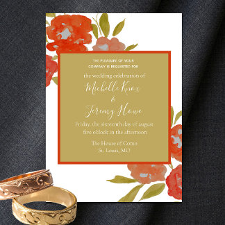 Convite Orçamento Casamento Floral Boêmio Vermelho Laranja