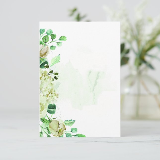 Convite Orçamento casamento floral verde em branco (Em pé/Frente)