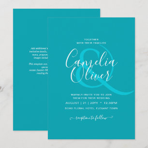 Convite ORÇAMENTO Casamento Monocromático Azul Pavão Azul