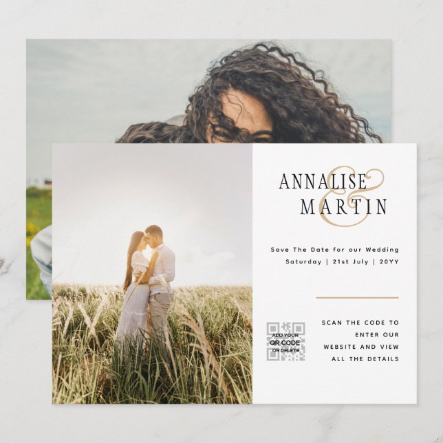 CONVITE ORÇAMENTO CÓDIGO QR CASAMENTO FOTOGRÁFICO SALVE A  (Frente/Verso)