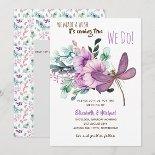 Convite Orçamento de Casamento Floral de Dragonfly-color