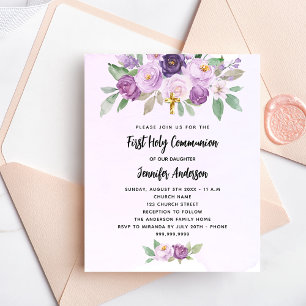 convite orçamento de flores violetas da primeira c