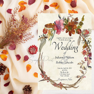 Convite Orçamento em branco Boho floral casamento aquarela