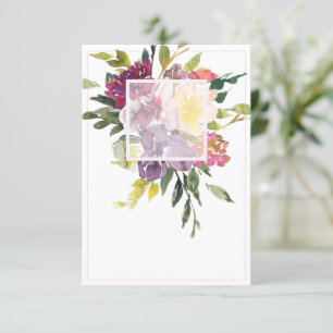 Convite Orçamento em branco Burgundy e roxo floral casamen