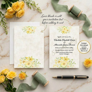 Convite Orçamento em branco Casamento floral aquarela amar