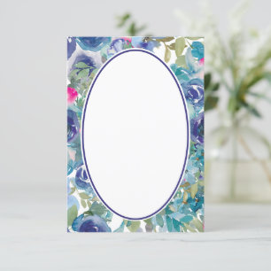 Convite Orçamento em branco Casamento floral aquarela azul