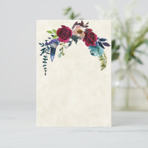 Convite Orçamento em branco Casamento floral boho vermelho