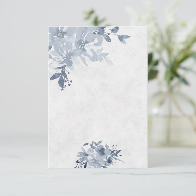 Convite Orçamento em branco Casamento floral com aquarela  (Em pé/Frente)